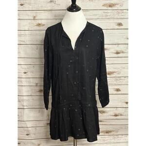 Rails 'Lydia' linen-blend embroidered drop waist ruffle hem mini dress Size XS